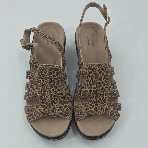 Clarks Cheetah Pattern Sandals NEW - Picture 3 of 16